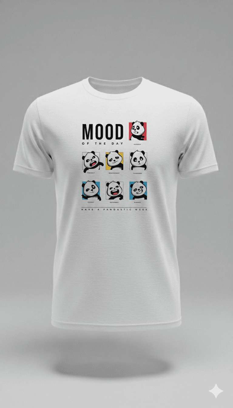 PANDA MOODS White T-Shirt